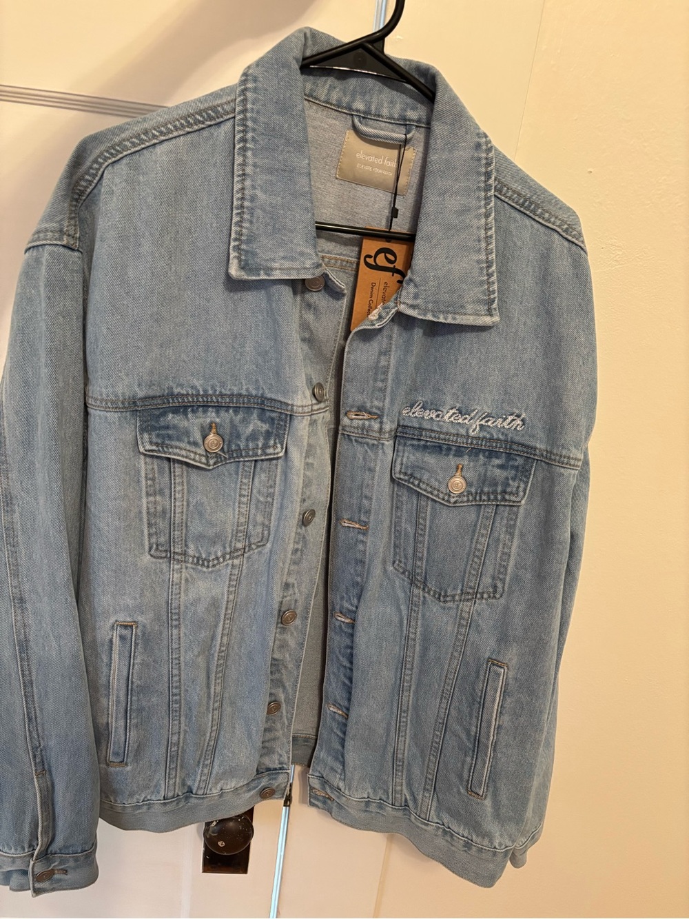 elevated faith Light Blue Denim Jean Jacket